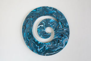 EWD Acrylic Fluid Painting Blue Circle Koru th