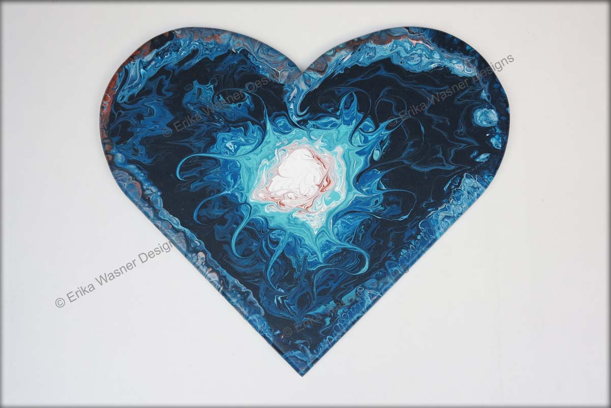EWD Acrylic Fluid Painting Stone Heart